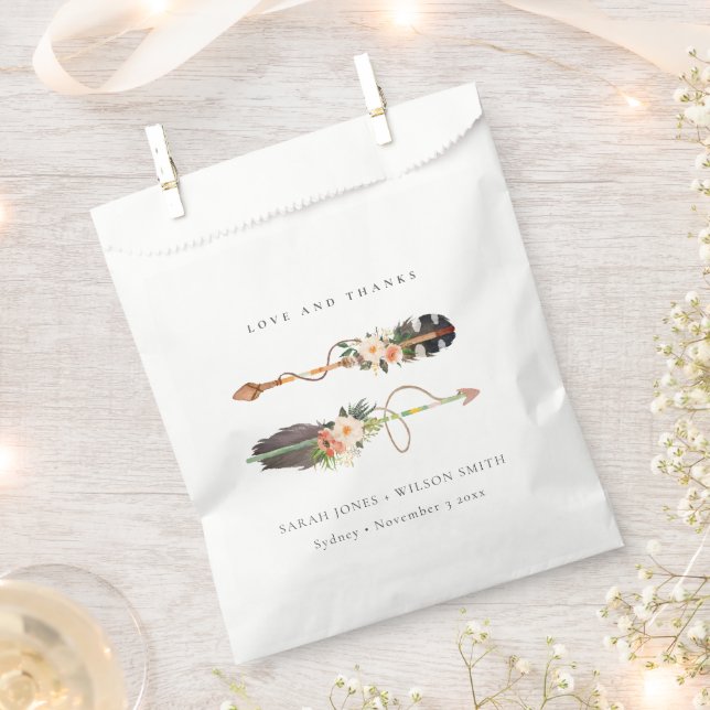 Sacolinha Obrigados De Casamento De Seta Floral Rustic Boho  (Cortado)