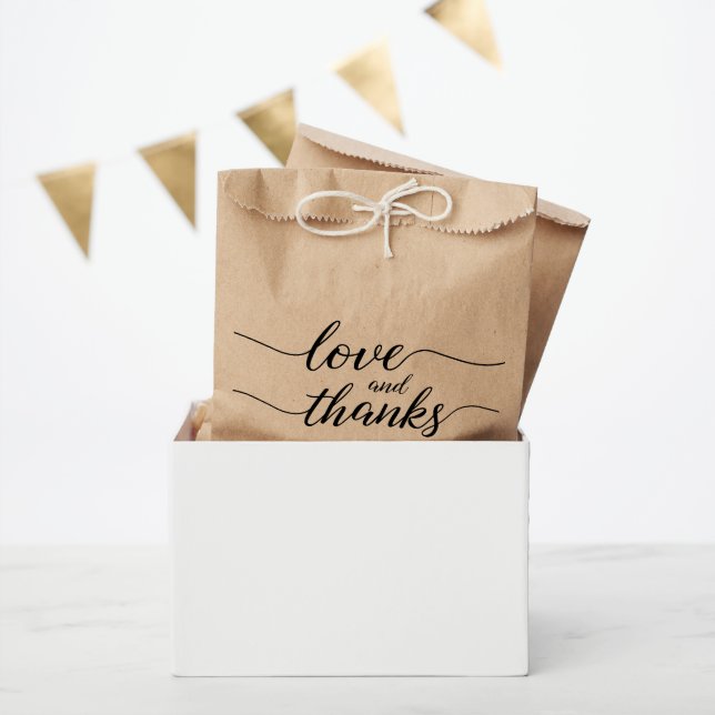 Sacolinha Obrigados e amor de casamento Script de bolsas per (Festa)
