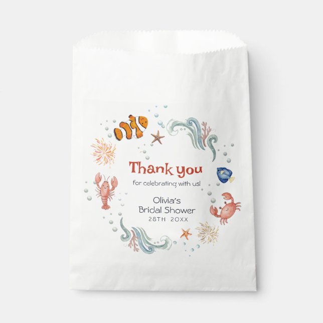 Sacolinha Ocean Nautical Bridal Shower Thank You Treat Bags  (Frente)
