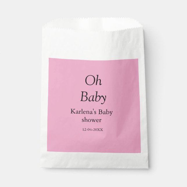 Sacolinha Oh bebê adicione nome chá de fraldas data simples  (Frente)