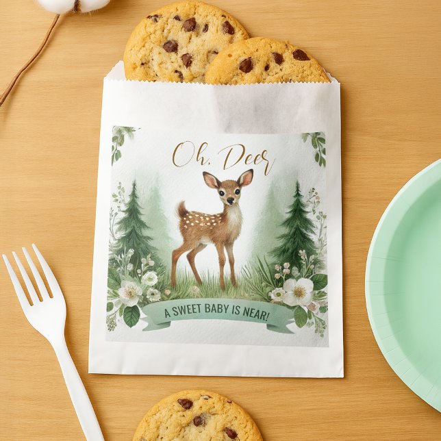 Sacolinha Oh, Deer! Partido do Chá de fraldas Woodland (Oh, Deer! Woodland Baby Shower Party Favor Bag
)