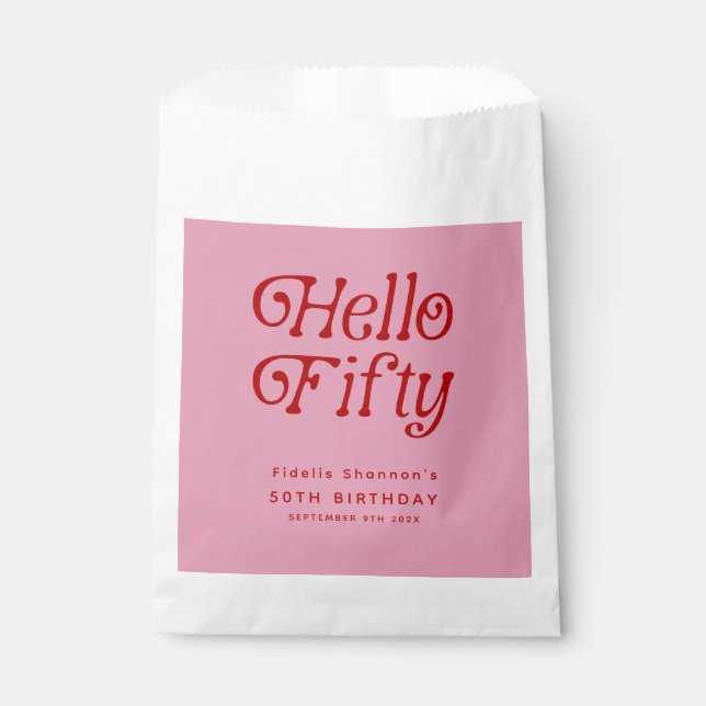 Sacolinha Olá 50 Retro 50ª Festa de aniversário (Frente)