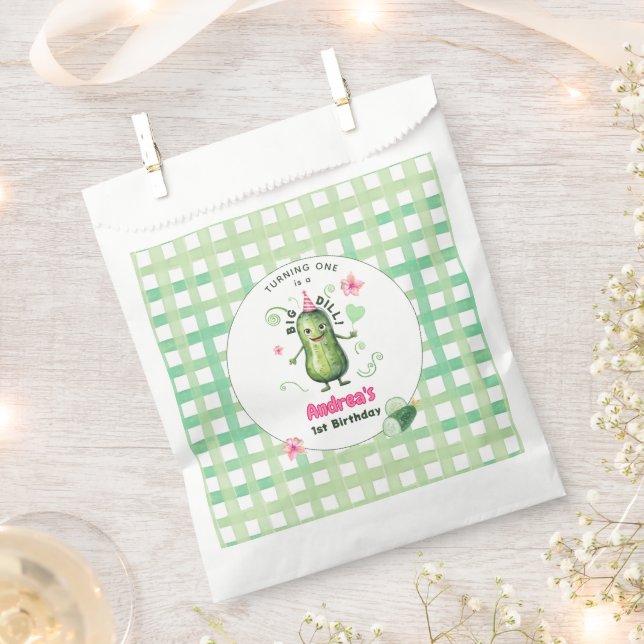 Sacolinha One Big Dill Pickle First Birthday Pink (Cortado)