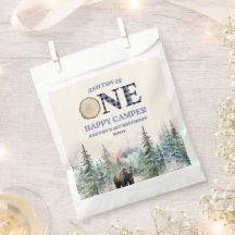 ONE Happy Camper Bear Blue primeiro aniversario Pa