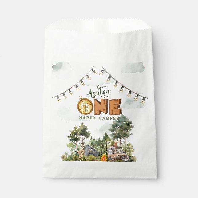 Sacolinha One Happy Camper First Birthday  (Frente)