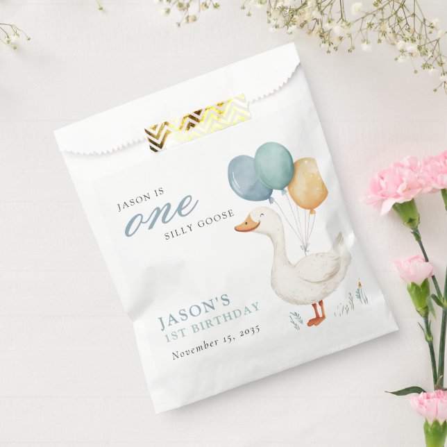 Sacolinha One Silly Goose Boy 1st Birthday Party (Selado)