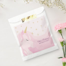 Sacolinha Ontem Dourado Unicórnio Rosa Mágico