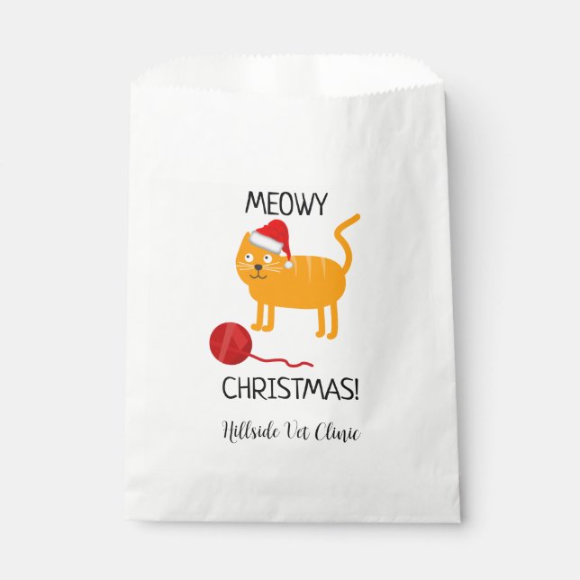 Sacolinha Orange Cat Meowy Christmas Favor Bag (Frente)