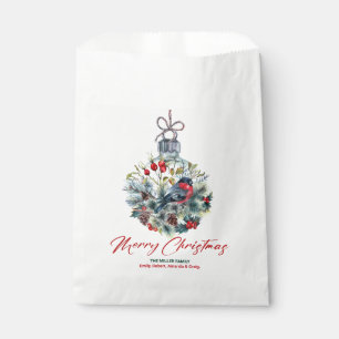 Sacolinha Ornamento de Berries e Bullfinch de Natal