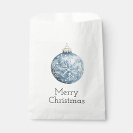 Sacolinha Ornamentos de Flocos de Neve de Natal Branco Azul