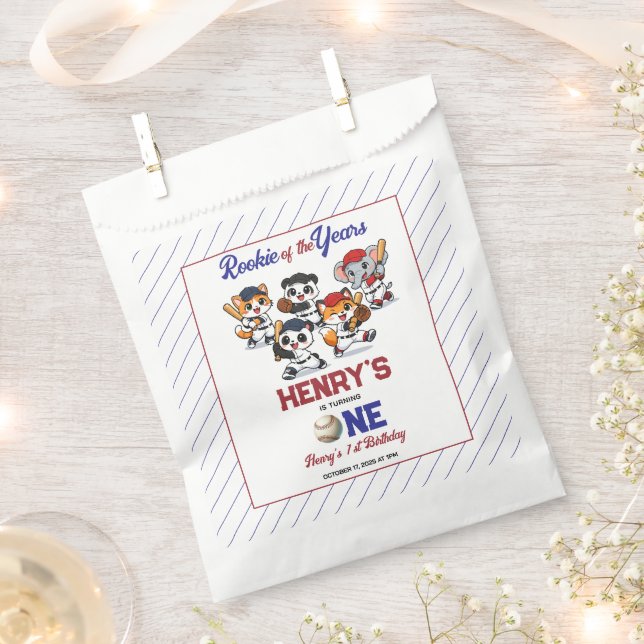 Sacolinha Our Little Animals Baseball 1st Birthday Party (Cortado)