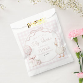 Sacolinha Our Little Silly Goose Pink Bow Birthday Party