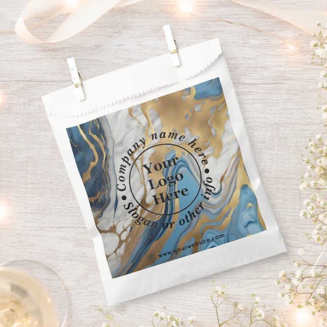 Sacolinha Ouro azul e mármore branco (Cortado)