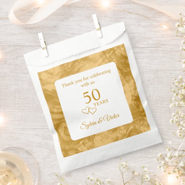 Sacolinha Ouro Elegante Moderno Personalizado 50º Aniversári (Cortado)