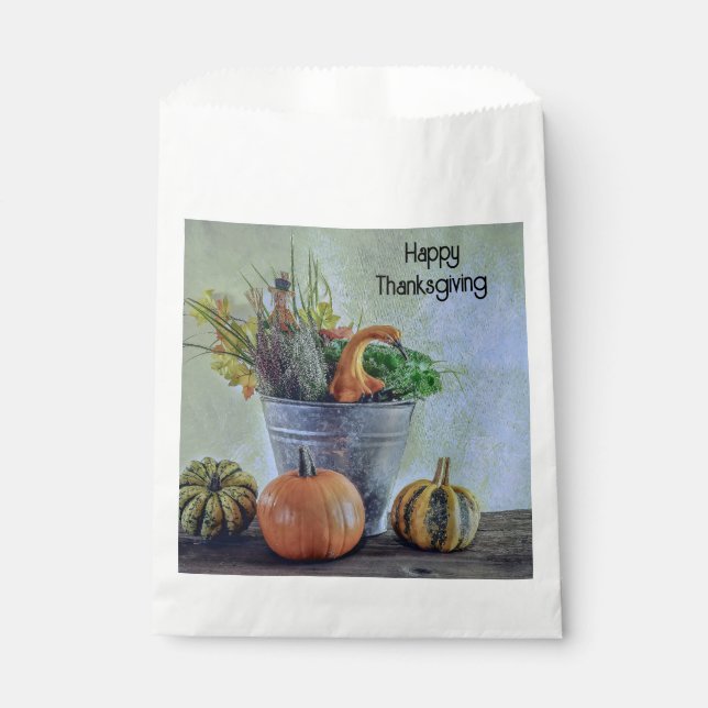 Sacolinha Outono ainda vive com abóboras, flores (Frente)