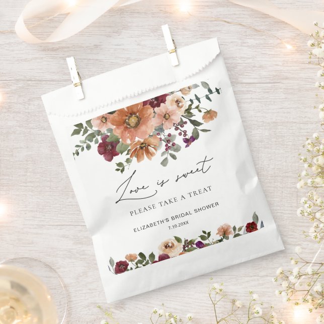 Sacolinha Outono Terracota Bordô Floral O Amor é Doce (Cortado)