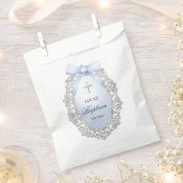 Sacolinha Oval Silver Glitter Frame Blue Arco Baptism
