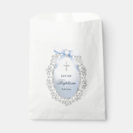 Sacolinha Oval Silver Glitter Frame Blue Arco Baptism