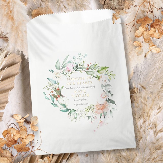 Sacolinha Pacote de Sementes de Funeral Floral Memorial (Floral Funeral Memorial Seed Packet Favor Bag)