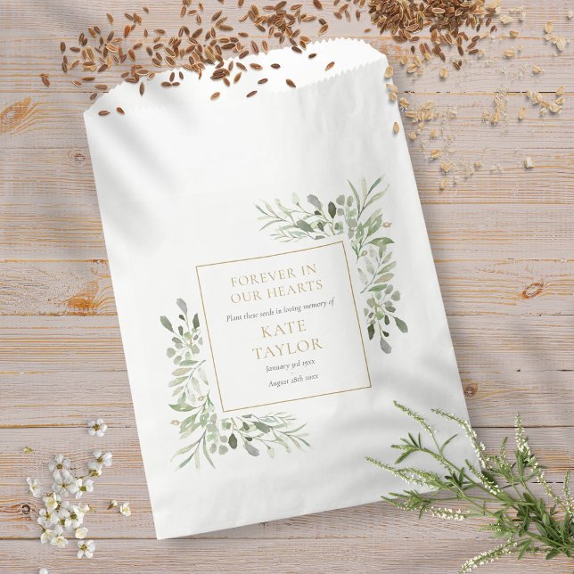 Sacolinha Pacote de Sementes de Verde para Funeral em Memóri (Greenery Seed Packet Funeral Memorial Favor Bag)