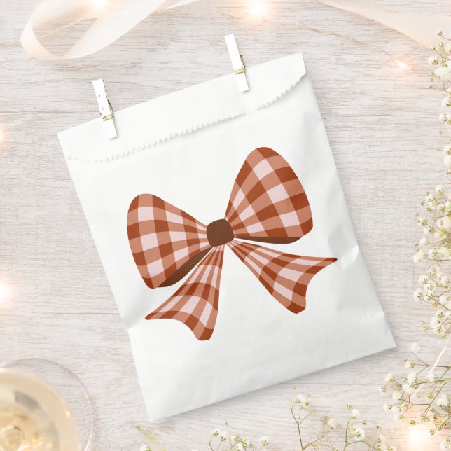 Sacolinha Padrão de arco gingham castanho (Cortado)