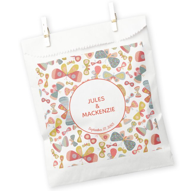 Sacolinha Padrão de Borboleta Gráfico de Pastel Moderno (Wedding butterfly pattern favor bag)