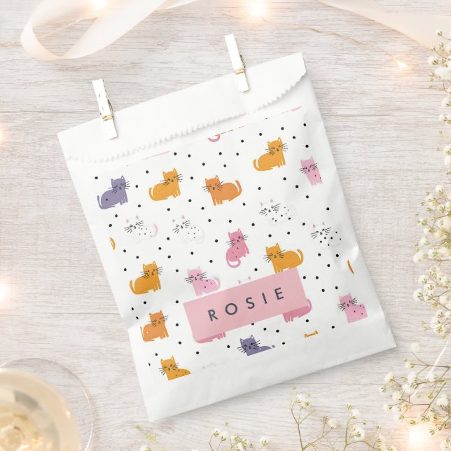 Sacolinha Padrão de Cat Playful Personalizado com Bolinhas (Cortado)