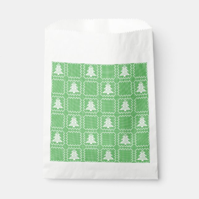 Sacolinha Padrões de suéter feio da árvore de Natal Cozy (Frente)