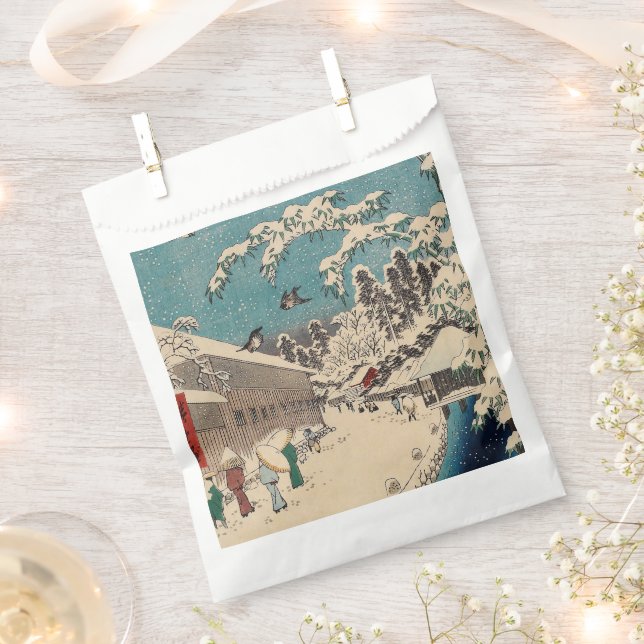 Sacolinha País japão da paisagem de inverno de Hiroshige (Cortado)