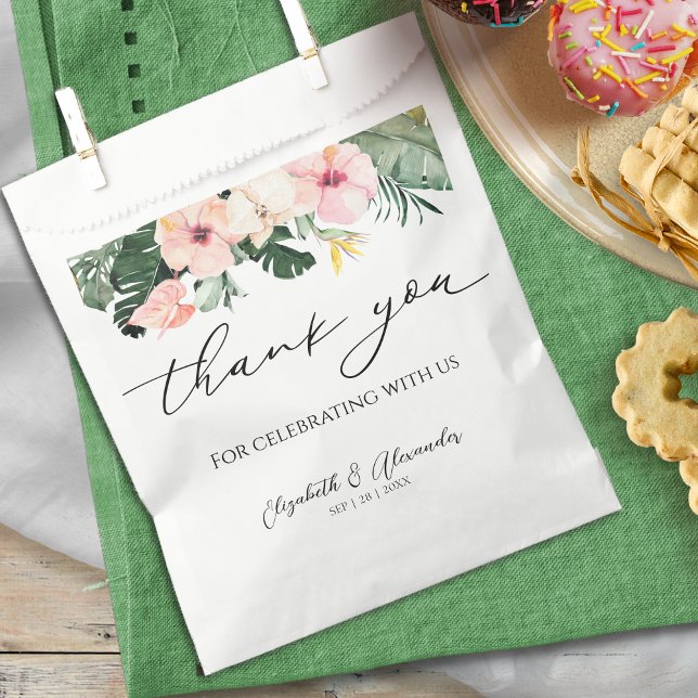 Sacolinha Palm Hibiscus Tropical | Obrigado Casamento (Criador carregado)