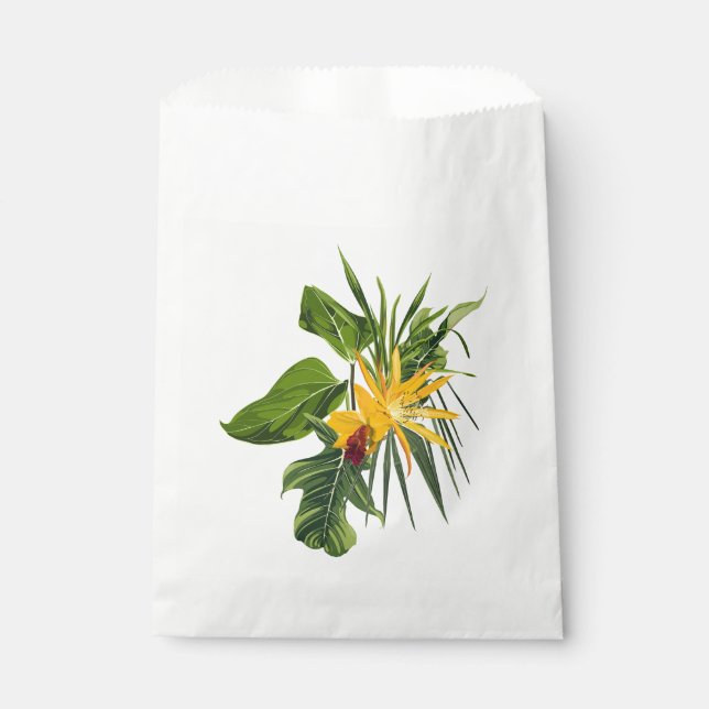 Sacolinha Palma tropical e composição de flores. (Frente)