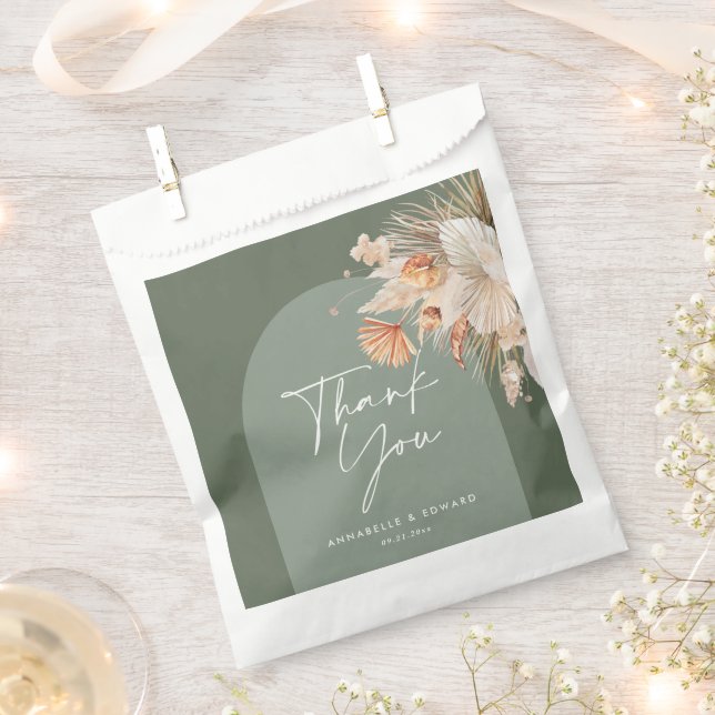 Sacolinha Pampas modernas do arco botânico verde-sábio (Cortado)