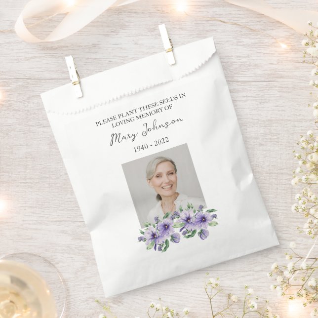 Sacolinha Pansy Seed Packet Memorial Funeral Favor Bag (Cortado)