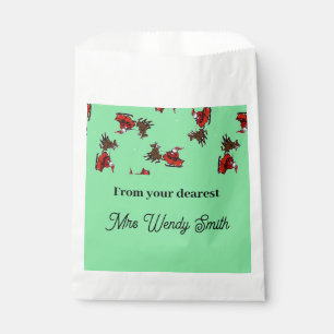 Sacolinha Papai Noel com sorriso verde
