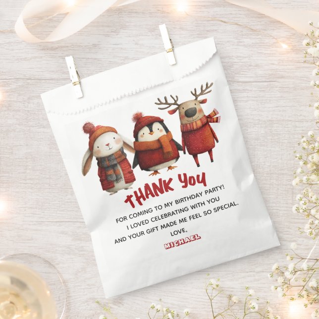 Sacolinha Papais noeis Animais Festivos Aniversário de crian (Cortado)