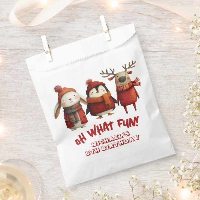 Sacolinha Papais noeis Animais Festivos Xmas Festas de anive (Cortado)