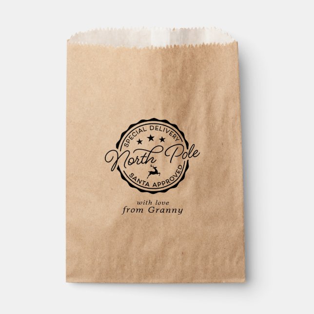 Sacolinha Papais noeis Cortos Selo Polo Norte Saco Favor (Frente)