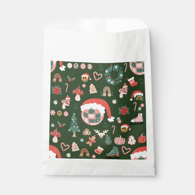 Sacolinha papais noeis de bola de discoteca de natal (Frente)