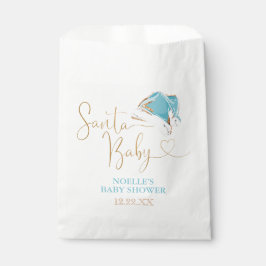 Sacolinha Papais noeis de Natal Dourados e Azul Brancos