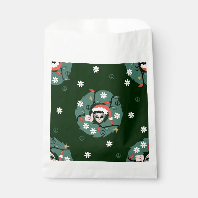 Sacolinha papais noeis de wreath de natal dos anos 70 (Frente)