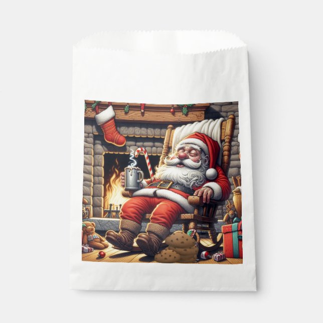 Sacolinha Papais noeis dormindo no Natal (Frente)