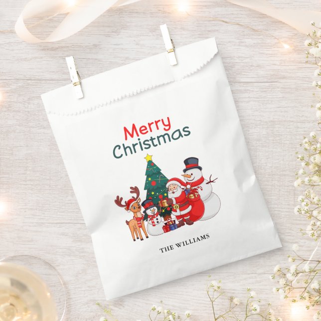 Sacolinha Papais noeis Snowman E Reindeer Feliz Natal Festiv (Cortado)