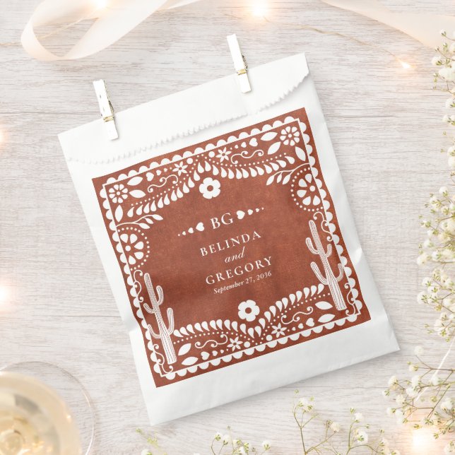 Sacolinha Papel Picado Boda Mexican Terracotta Brown Wedding (Cortado)