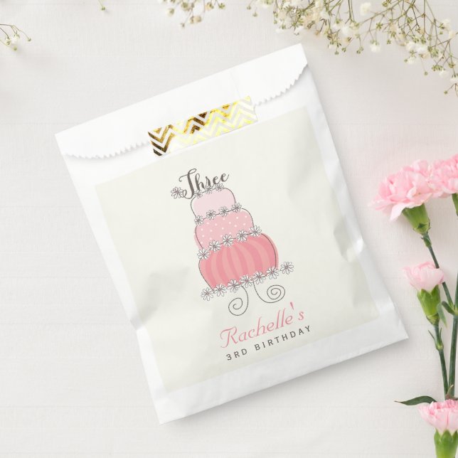 Sacolinha Partido de aniversário de 3 anos chique da menina (Selado)