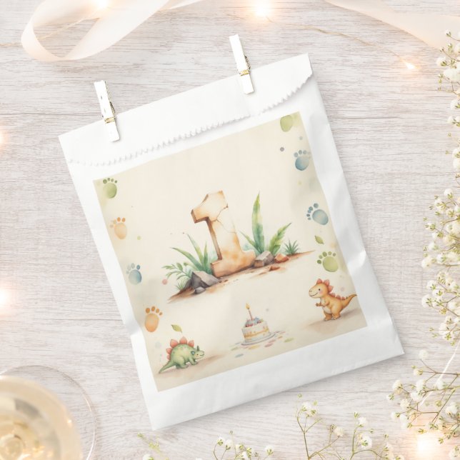 Sacolinha Partido Dinossauro primeiro aniversario Favor Bag  (Cortado)