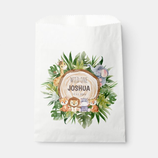 Sacolinha Partido Personalizado dos Animais Safari (Frente)