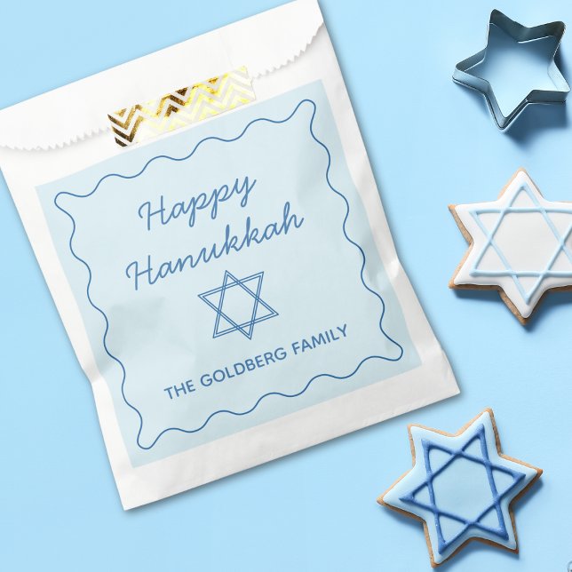 Sacolinha Partido Personalizado Jewish Star Blue Happy Hanuk (Criador carregado)