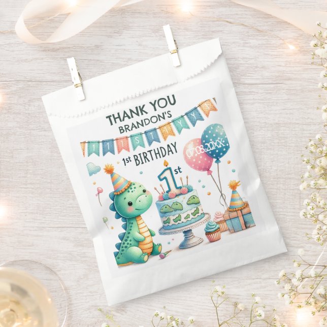 Sacolinha Partido primeiro aniversario Dinossaur Dino (Cortado)
