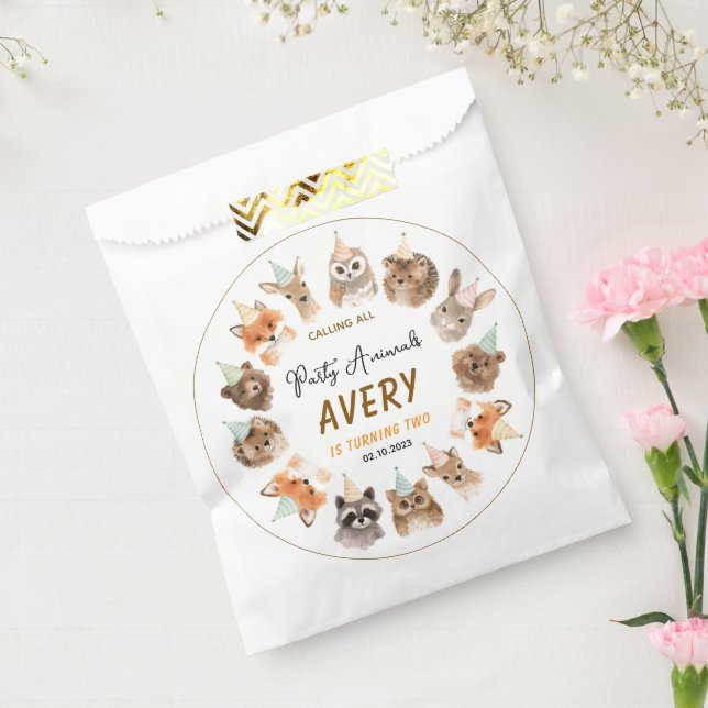 Sacolinha Party Animals 2nd Birthday | Cute Jungle Animal (Selado)