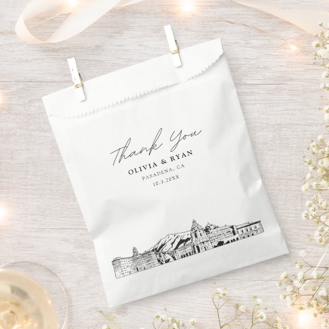 Sacolinha Pasadena Wedding Skyline Personalizado Favor Bag (Cortado)